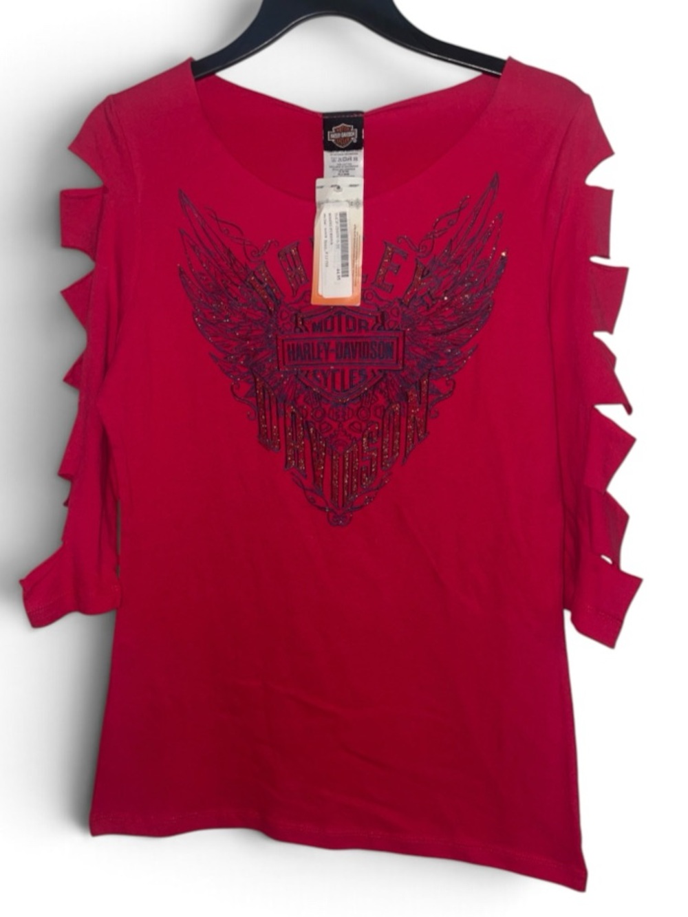 NWT Harley-Davidson Women's Heating Things Up Embellished 3/4 sleeves